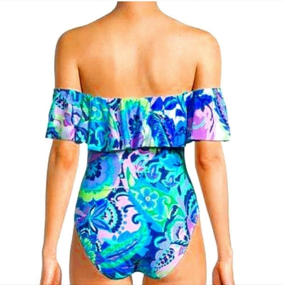 TAHARI Floral Ruffle Off The Shoulder - Picture 3 of 16